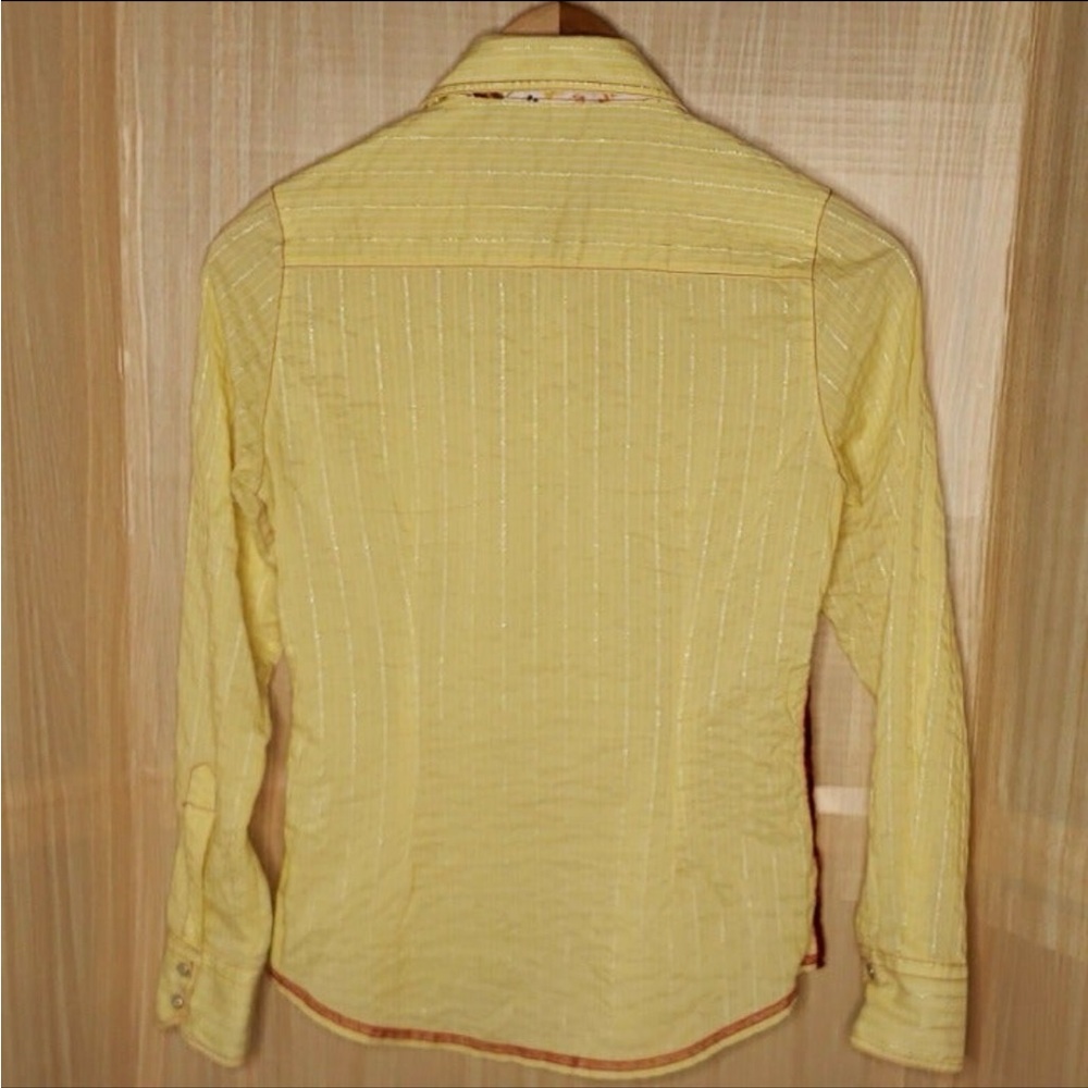 Georg Roth Yellow Button Down Shirt with Floral Accents - Picture 2 of 9
